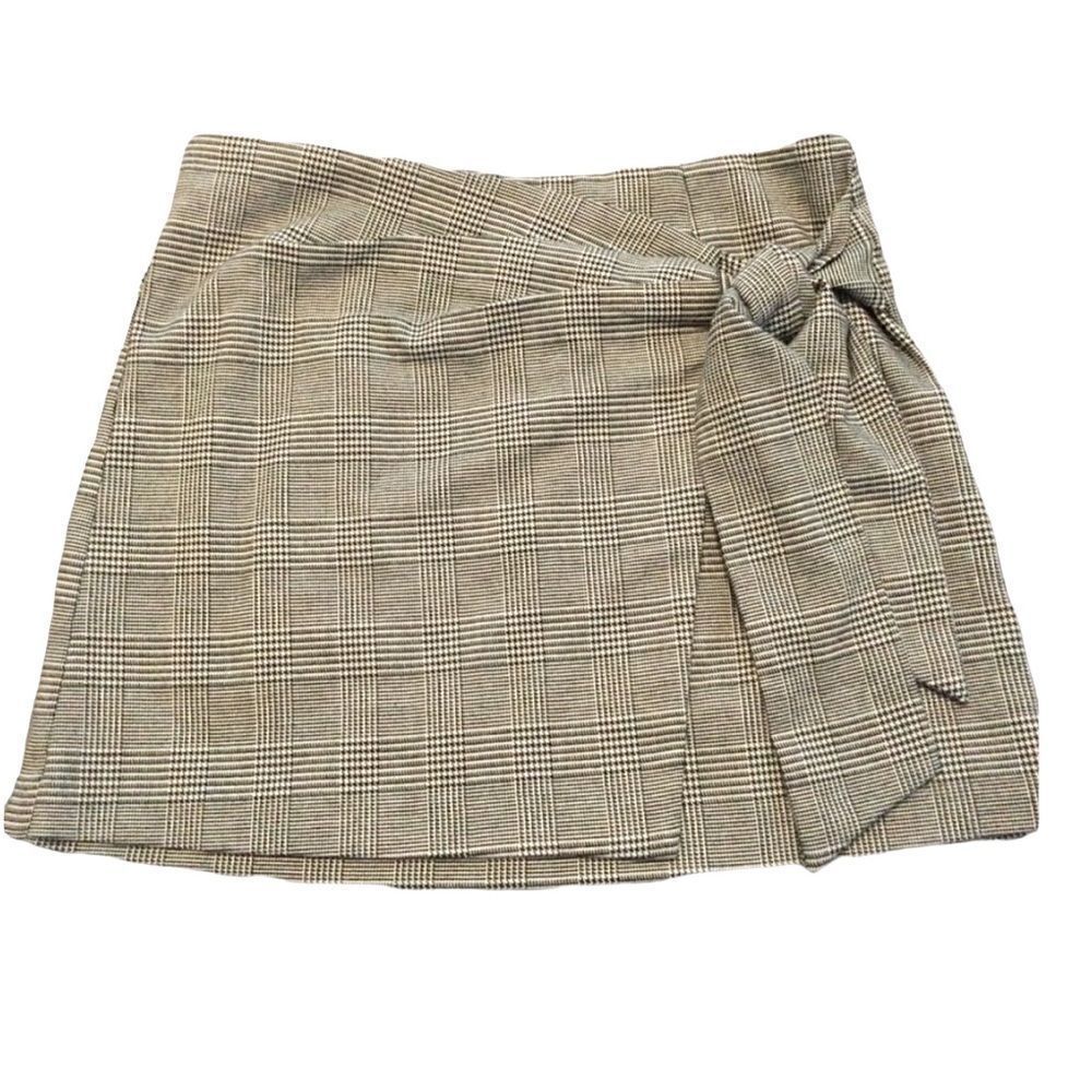 FOREVER 21 Houndstooth Skirt with Side Tie Size Small